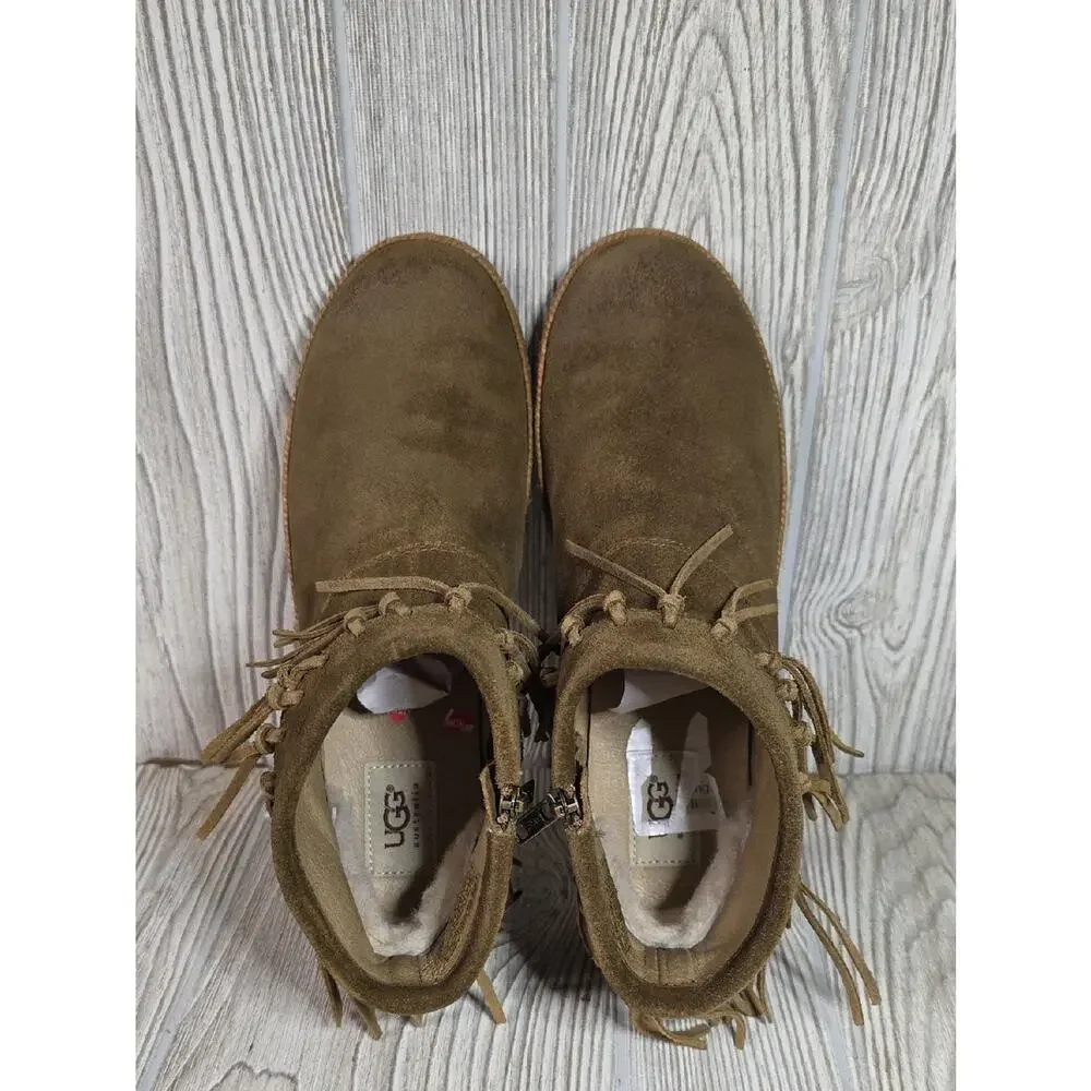 UGG Shenandoah Fringe Brown Suede Ankle Boots Womens Size 8.5